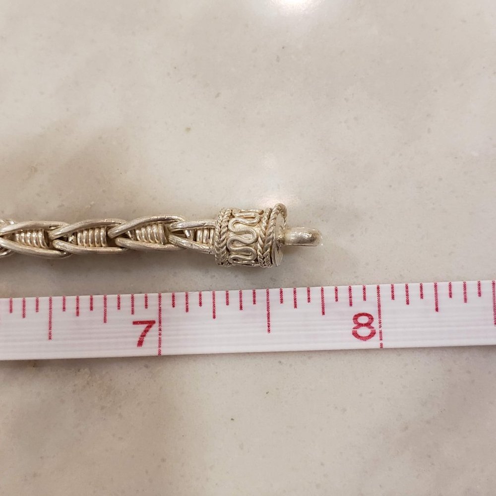 Sterling Silver Interlocking Chandi Weave Link Br… - image 3